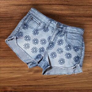 Vanilla Star Floral Daisy Denim Short Shorts